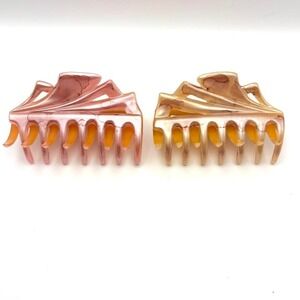 Vintage Mauritius Marbleized Pearlescent Hair Claw Clip Accessories Set Of 2